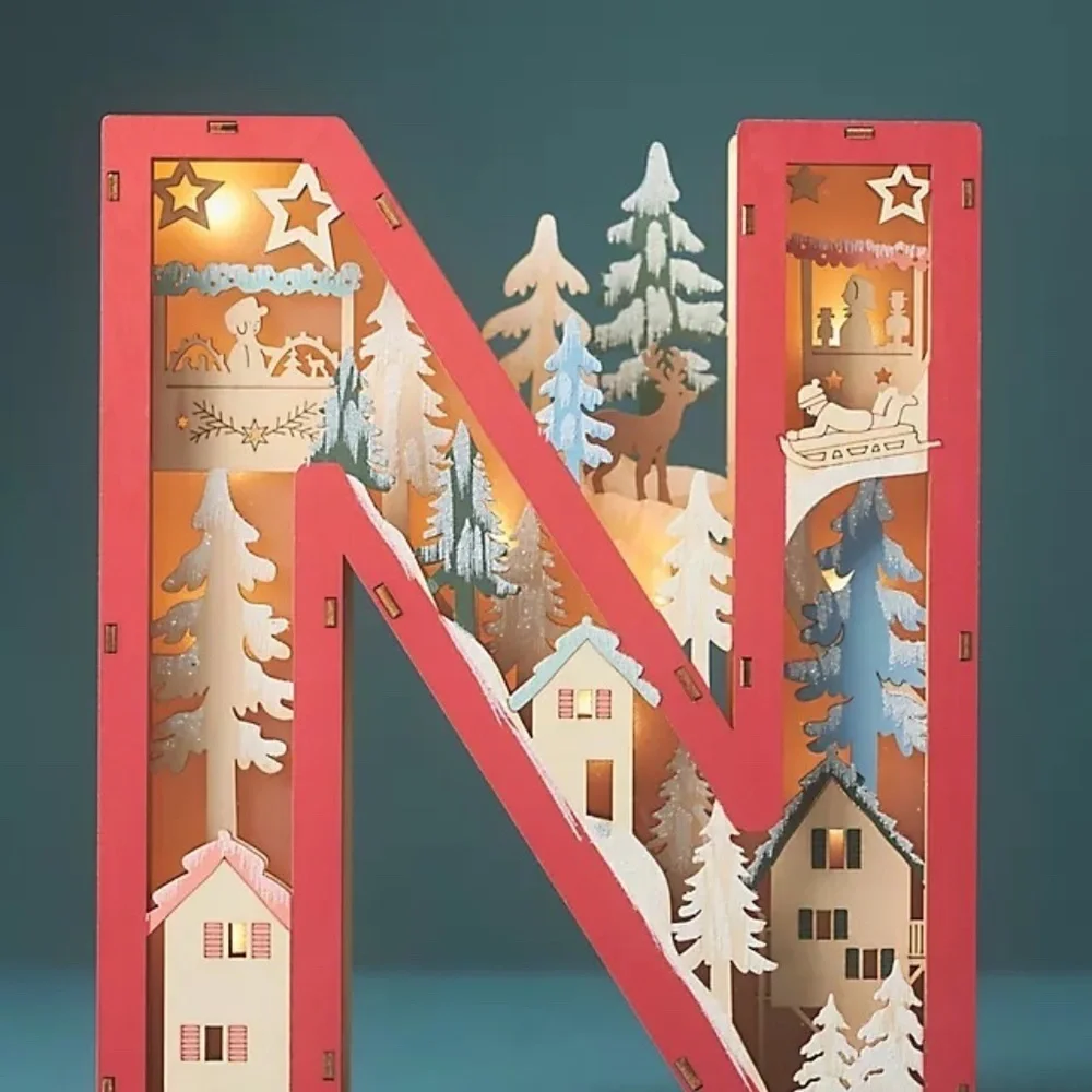 NWT Anthropologie Wonderland Christmas Scene Letter N
